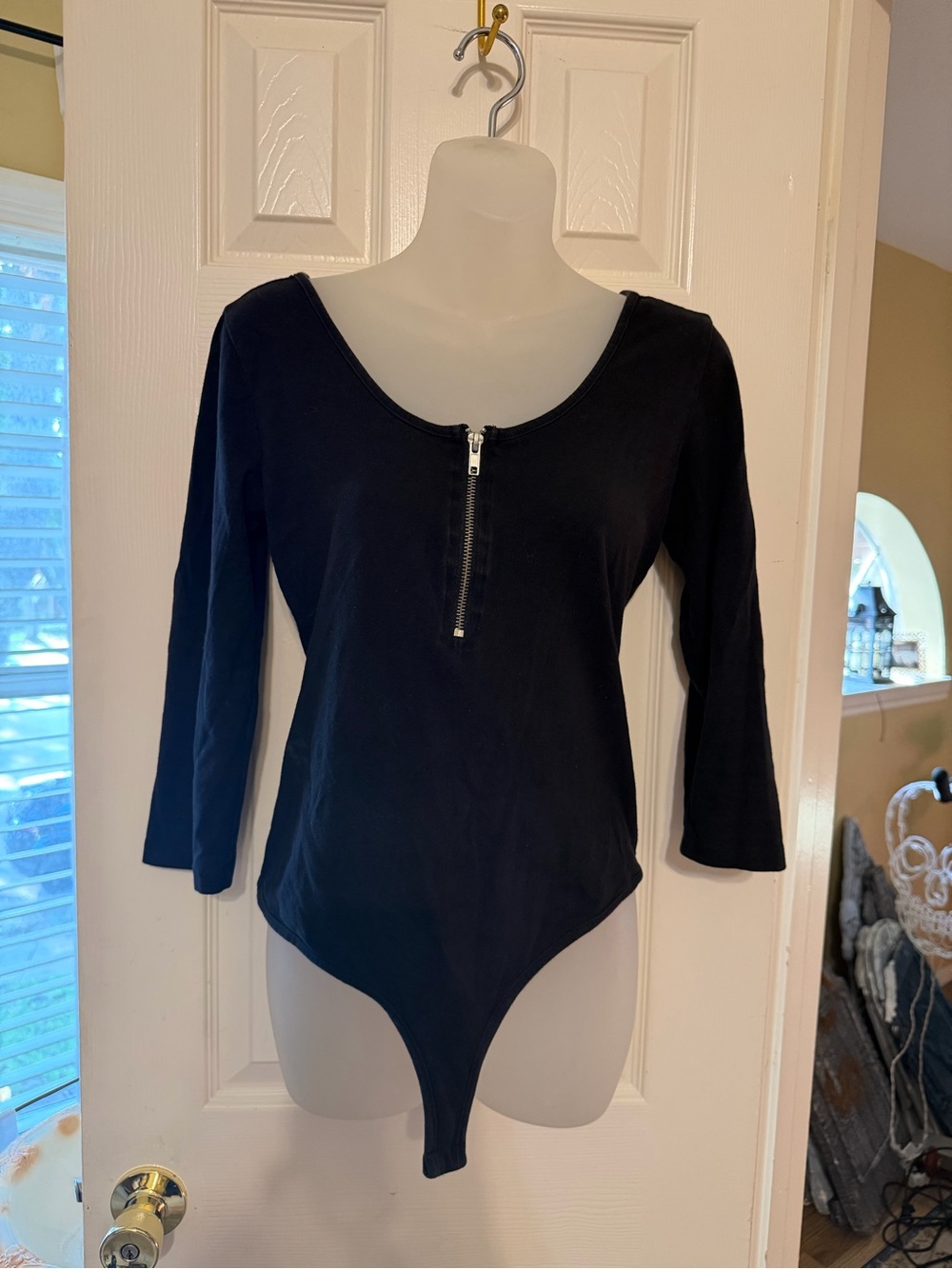 Black Zip-Front Women's Bodysuit